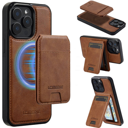 For iPhone 15 Pro LC.IMEEKE L3 Series Detachable RFID Card Bag Magsafe Phone Case(Brown) - iPhone 15 Pro Cases by LC.IMEEKE | Online Shopping UK | buy2fix