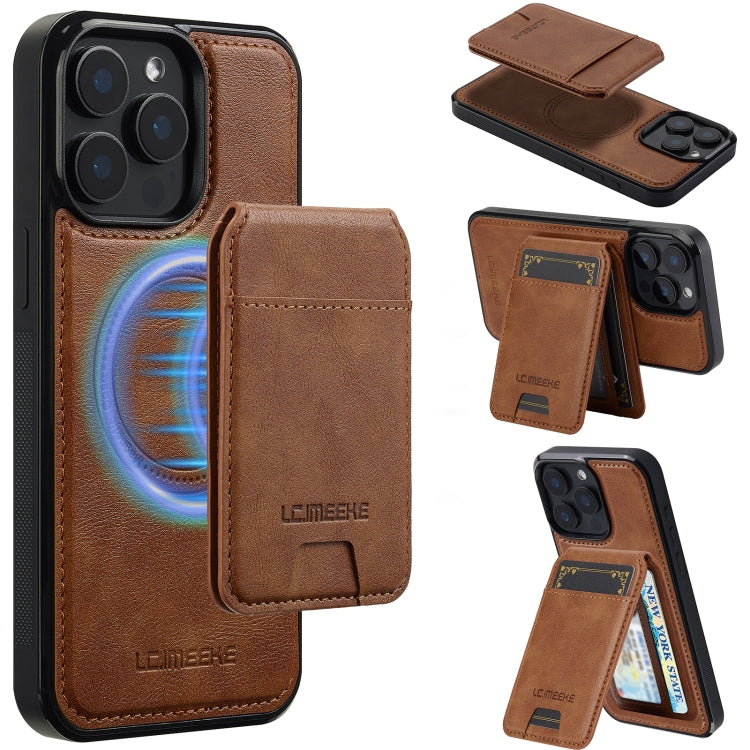 For iPhone 14 Pro Max LC.IMEEKE L3 Series Detachable RFID Card Bag Magsafe Phone Case(Brown) - iPhone 14 Pro Max Cases by LC.IMEEKE | Online Shopping UK | buy2fix