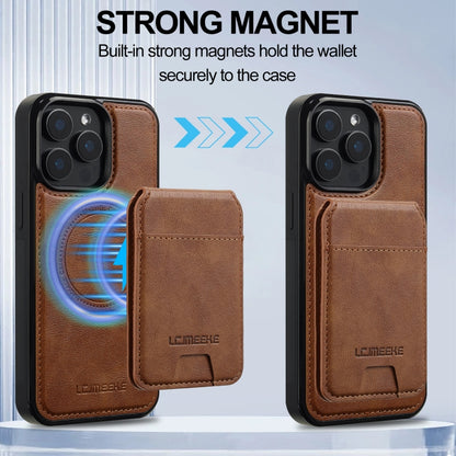 For iPhone 14 Pro Max LC.IMEEKE L3 Series Detachable RFID Card Bag Magsafe Phone Case(Brown) - iPhone 14 Pro Max Cases by LC.IMEEKE | Online Shopping UK | buy2fix