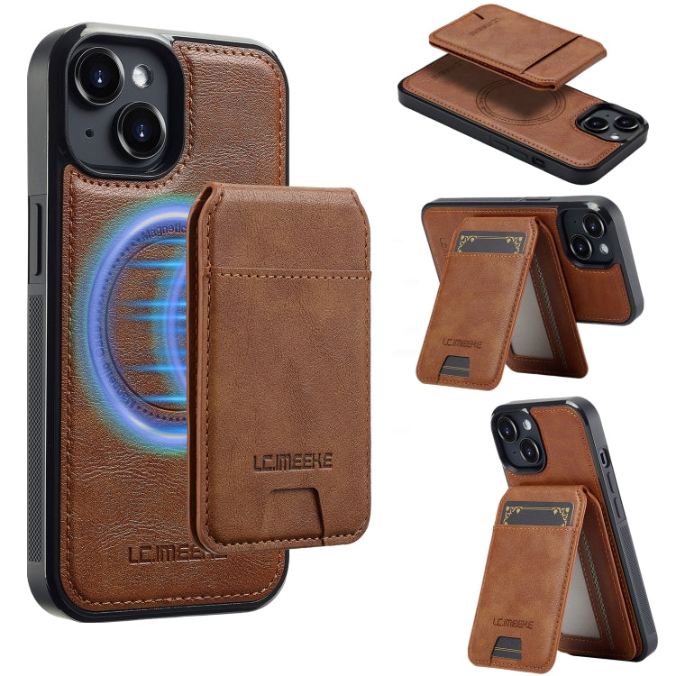 For iPhone 15 LC.IMEEKE L3 Series Detachable RFID Card Bag Magsafe Phone Case(Brown) - iPhone 15 Cases by LC.IMEEKE | Online Shopping UK | buy2fix