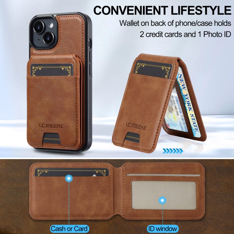 For iPhone 15 LC.IMEEKE L3 Series Detachable RFID Card Bag Magsafe Phone Case(Brown) - iPhone 15 Cases by LC.IMEEKE | Online Shopping UK | buy2fix