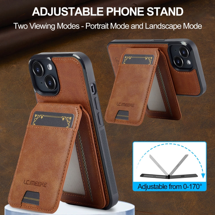 For iPhone 15 LC.IMEEKE L3 Series Detachable RFID Card Bag Magsafe Phone Case(Brown) - iPhone 15 Cases by LC.IMEEKE | Online Shopping UK | buy2fix