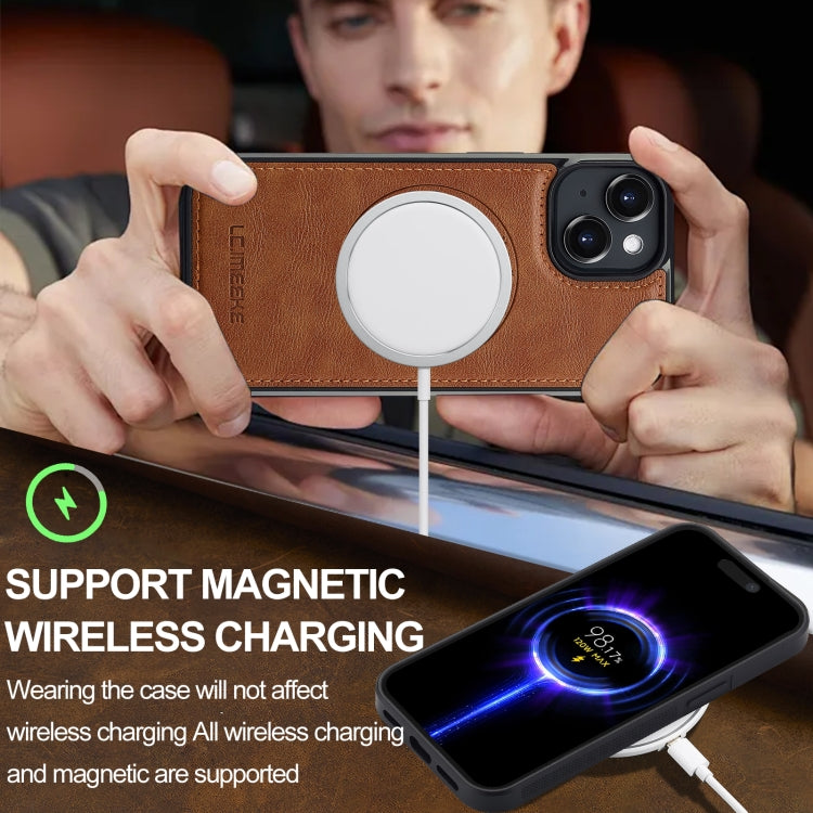 For iPhone 15 LC.IMEEKE L3 Series Detachable RFID Card Bag Magsafe Phone Case(Brown) - iPhone 15 Cases by LC.IMEEKE | Online Shopping UK | buy2fix