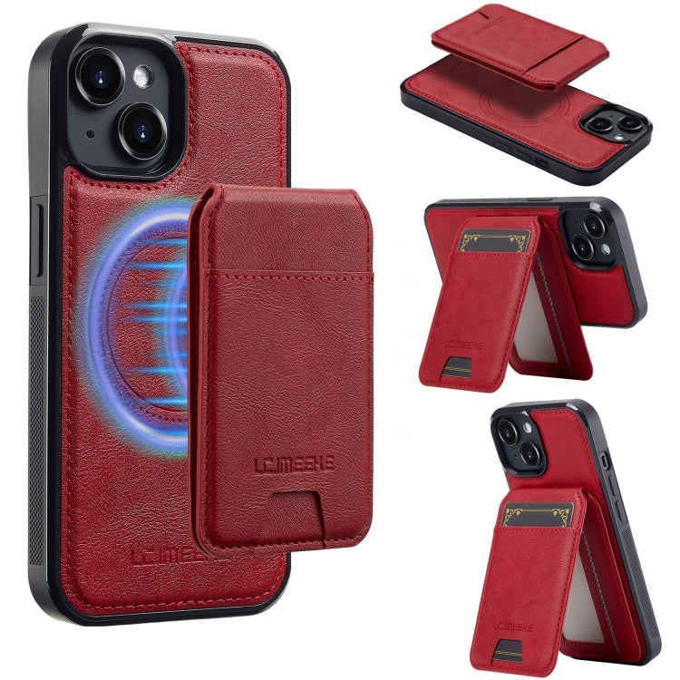 For iPhone 15 LC.IMEEKE L3 Series Detachable RFID Card Bag Magsafe Phone Case(Red) - iPhone 15 Cases by LC.IMEEKE | Online Shopping UK | buy2fix