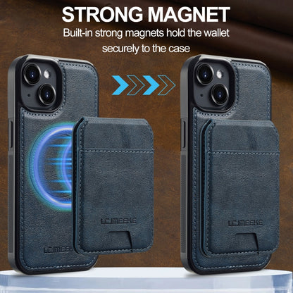 For iPhone 15 Plus / 14 Plus LC.IMEEKE L3 Series Detachable RFID Card Bag Magsafe Phone Case(Blue) - iPhone 15 Plus Cases by LC.IMEEKE | Online Shopping UK | buy2fix