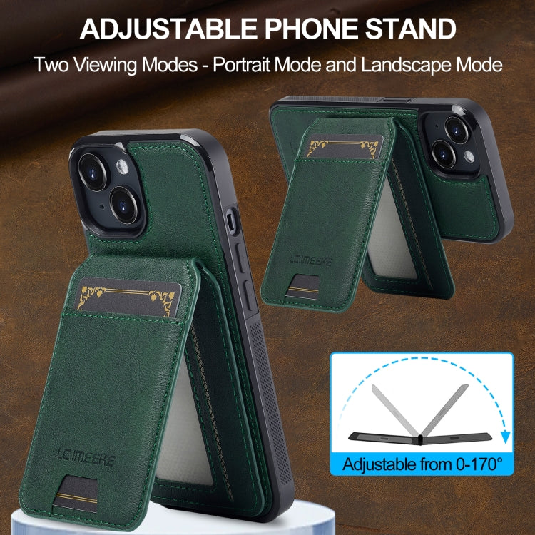 For iPhone 14 / 13 LC.IMEEKE L3 Series Detachable RFID Card Bag Magsafe Phone Case(Green) - iPhone 14 Cases by LC.IMEEKE | Online Shopping UK | buy2fix