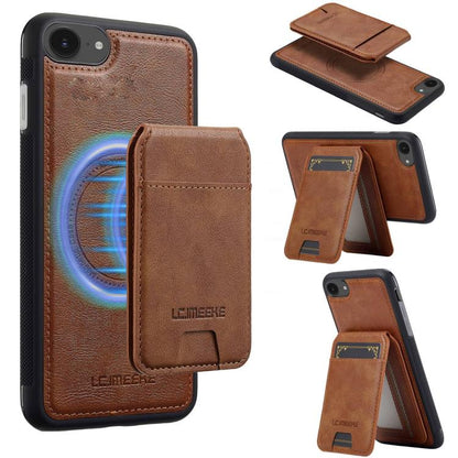 For iPhone SE 2024 LC.IMEEKE L3 Series Detachable RFID Card Bag Magsafe Phone Case(Brown) - More iPhone Cases by LC.IMEEKE | Online Shopping UK | buy2fix