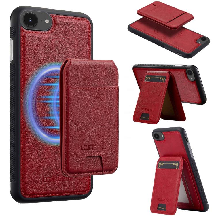 For iPhone 16e LC.IMEEKE L3 Series Detachable RFID Card Bag Magsafe Phone Case(Red) - iPhone 16e Cases by LC.IMEEKE | Online Shopping UK | buy2fix