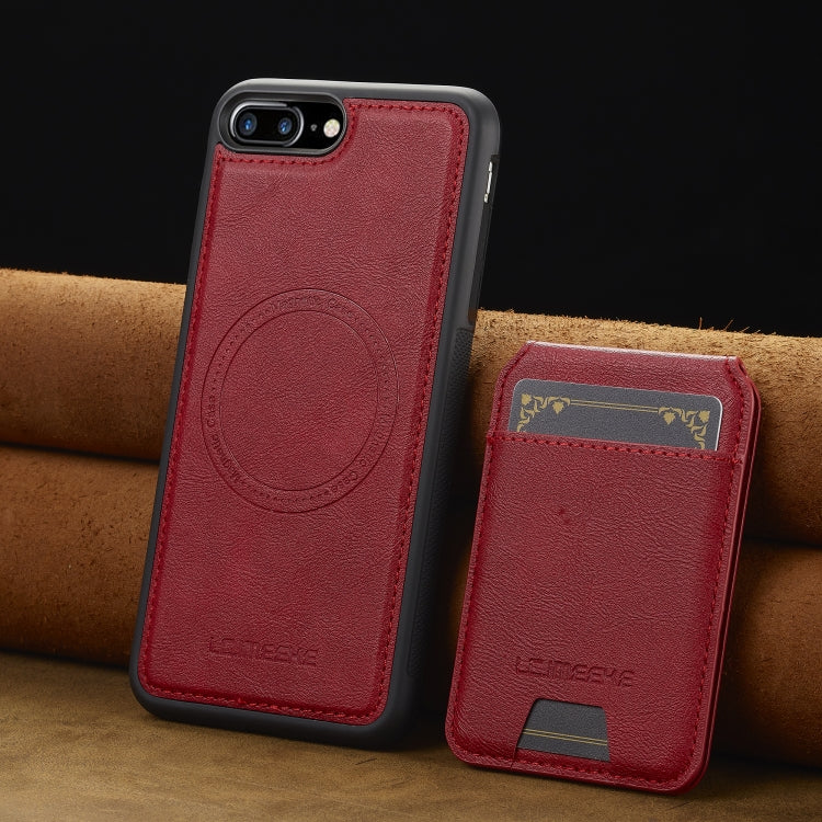 For iPhone SE 2022 / 2020 LC.IMEEKE L3 Series Detachable RFID Card Bag Magsafe Phone Case(Red) - iPhone SE 2022 / 2020 / 8 / 7 Cases by LC.IMEEKE | Online Shopping UK | buy2fix