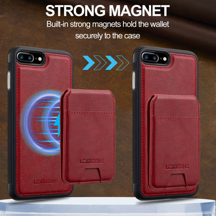 For iPhone SE 2022 / 2020 LC.IMEEKE L3 Series Detachable RFID Card Bag Magsafe Phone Case(Red) - iPhone SE 2022 / 2020 / 8 / 7 Cases by LC.IMEEKE | Online Shopping UK | buy2fix