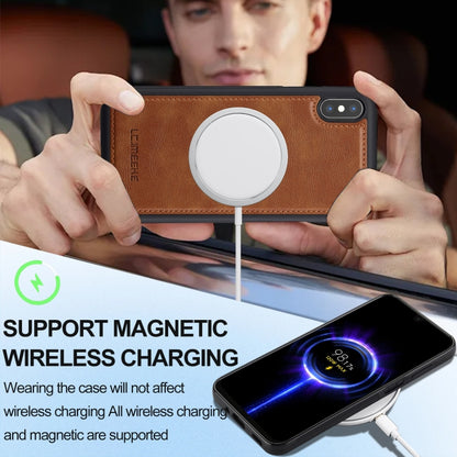 For iPhone XS / X LC.IMEEKE L3 Series Detachable RFID Card Bag Magsafe Phone Case(Brown) - More iPhone Cases by LC.IMEEKE | Online Shopping UK | buy2fix