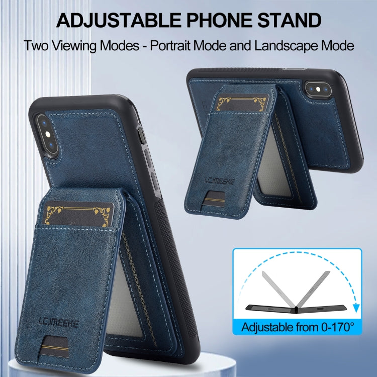 For iPhone XS / X LC.IMEEKE L3 Series Detachable RFID Card Bag Magsafe Phone Case(Blue) - More iPhone Cases by LC.IMEEKE | Online Shopping UK | buy2fix