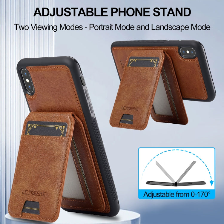 For iPhone XR LC.IMEEKE L3 Series Detachable RFID Card Bag Magsafe Phone Case(Brown) - More iPhone Cases by LC.IMEEKE | Online Shopping UK | buy2fix