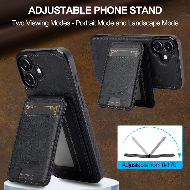 For iPhone 17 LC.IMEEKE L3 Series Detachable RFID Card Bag Magsafe Phone Case(Black) - iPhone 17 Cases by LC.IMEEKE | Online Shopping UK | buy2fix