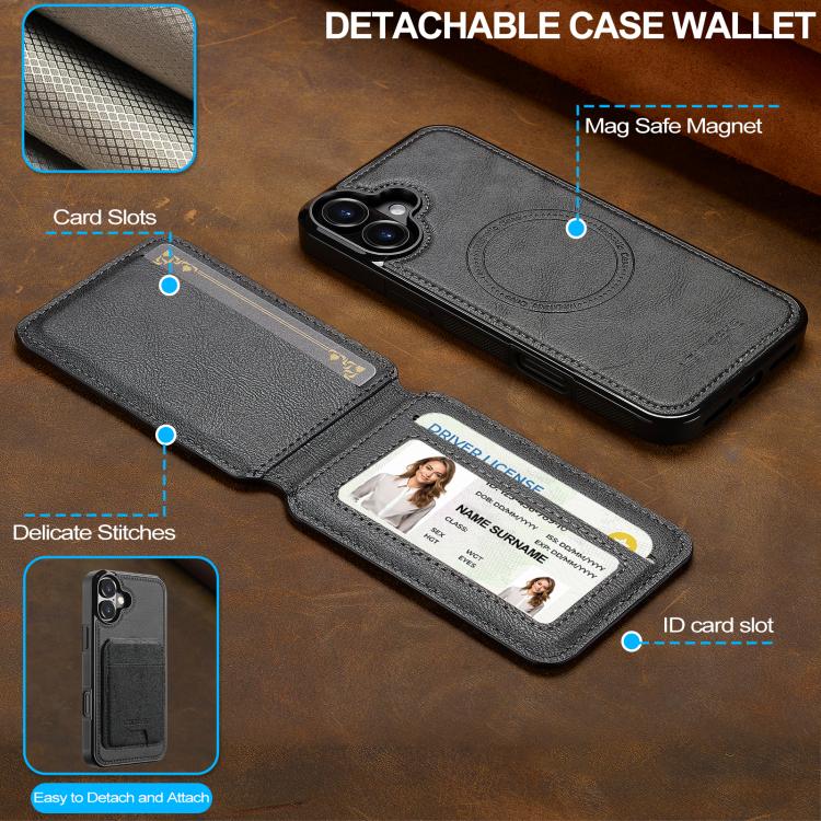 For iPhone 17 LC.IMEEKE L3 Series Detachable RFID Card Bag Magsafe Phone Case(Black) - iPhone 17 Cases by LC.IMEEKE | Online Shopping UK | buy2fix