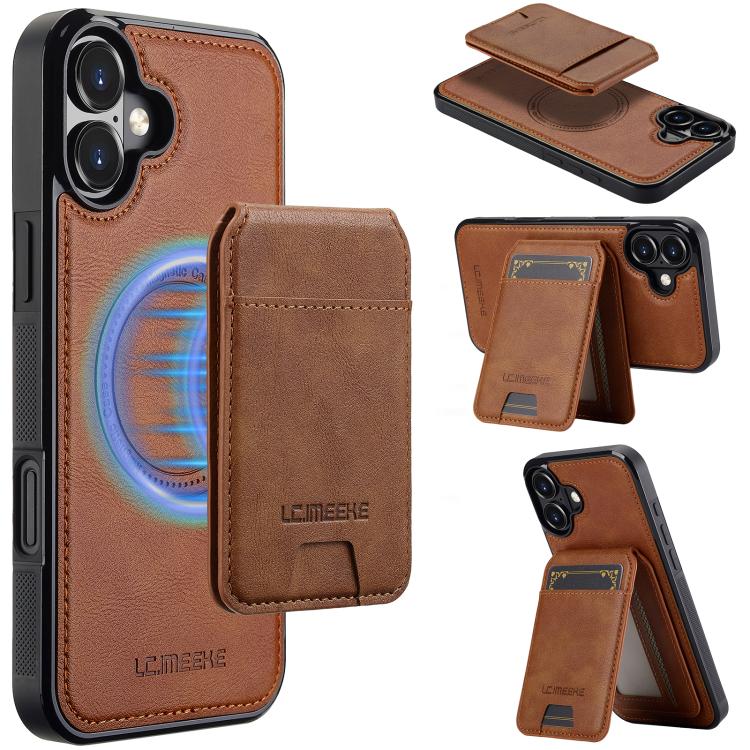 For iPhone 17 LC.IMEEKE L3 Series Detachable RFID Card Bag Magsafe Phone Case(Brown) - iPhone 17 Cases by LC.IMEEKE | Online Shopping UK | buy2fix