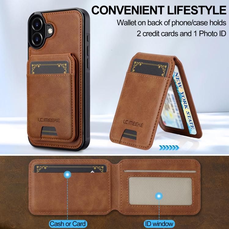 For iPhone 17 LC.IMEEKE L3 Series Detachable RFID Card Bag Magsafe Phone Case(Brown) - iPhone 17 Cases by LC.IMEEKE | Online Shopping UK | buy2fix