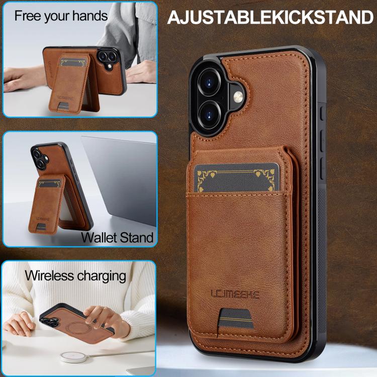 For iPhone 17 LC.IMEEKE L3 Series Detachable RFID Card Bag Magsafe Phone Case(Brown) - iPhone 17 Cases by LC.IMEEKE | Online Shopping UK | buy2fix