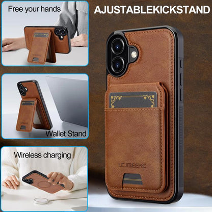 For iPhone 17 LC.IMEEKE L3 Series Detachable RFID Card Bag Magsafe Phone Case(Brown) - iPhone 17 Cases by LC.IMEEKE | Online Shopping UK | buy2fix