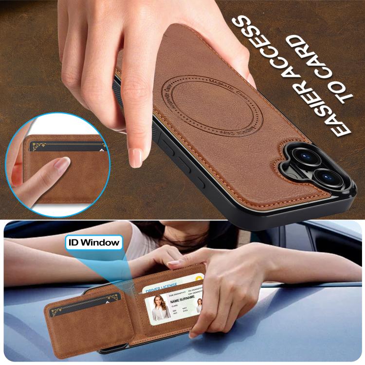 For iPhone 17 LC.IMEEKE L3 Series Detachable RFID Card Bag Magsafe Phone Case(Brown) - iPhone 17 Cases by LC.IMEEKE | Online Shopping UK | buy2fix