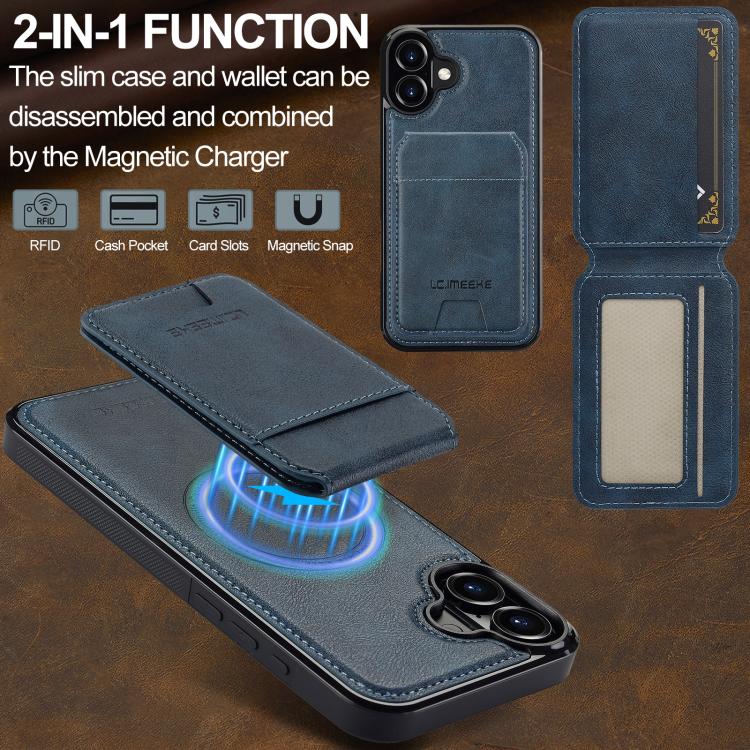 For iPhone 17 LC.IMEEKE L3 Series Detachable RFID Card Bag Magsafe Phone Case(Blue) - iPhone 17 Cases by LC.IMEEKE | Online Shopping UK | buy2fix