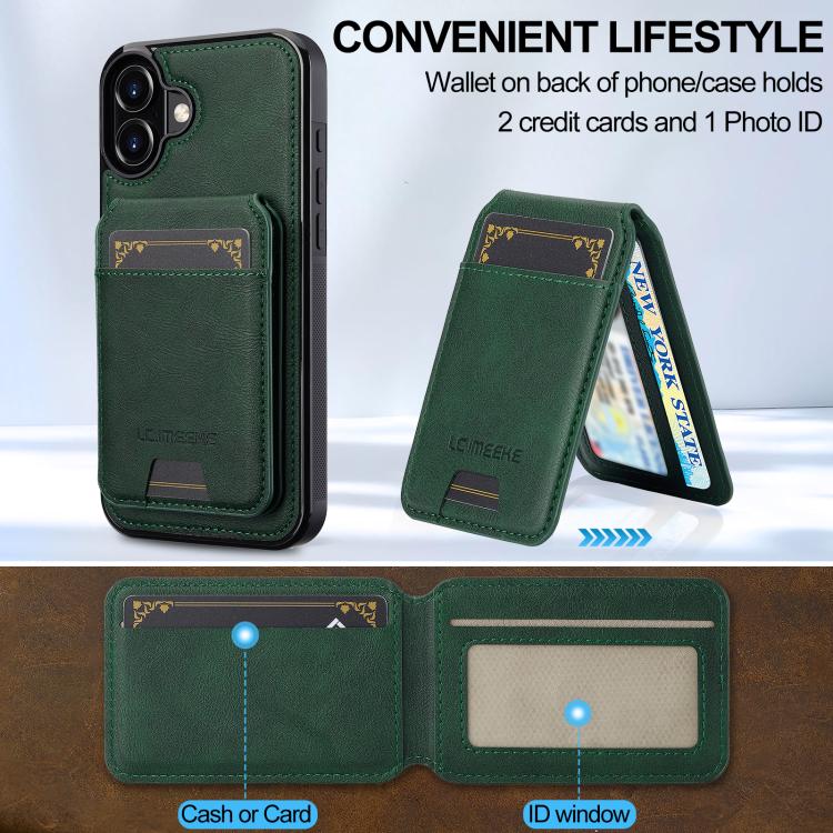 For iPhone 17 LC.IMEEKE L3 Series Detachable RFID Card Bag Magsafe Phone Case(Green) - iPhone 17 Cases by LC.IMEEKE | Online Shopping UK | buy2fix