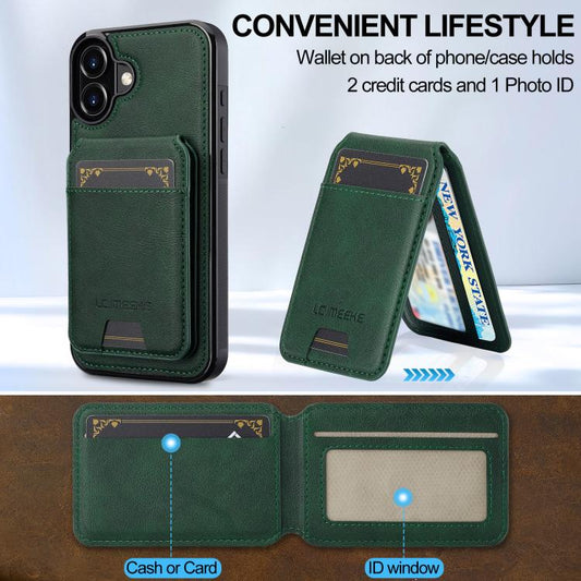 For iPhone 17 LC.IMEEKE L3 Series Detachable RFID Card Bag Magsafe Phone Case(Green) - iPhone 17 Cases by LC.IMEEKE | Online Shopping UK | buy2fix