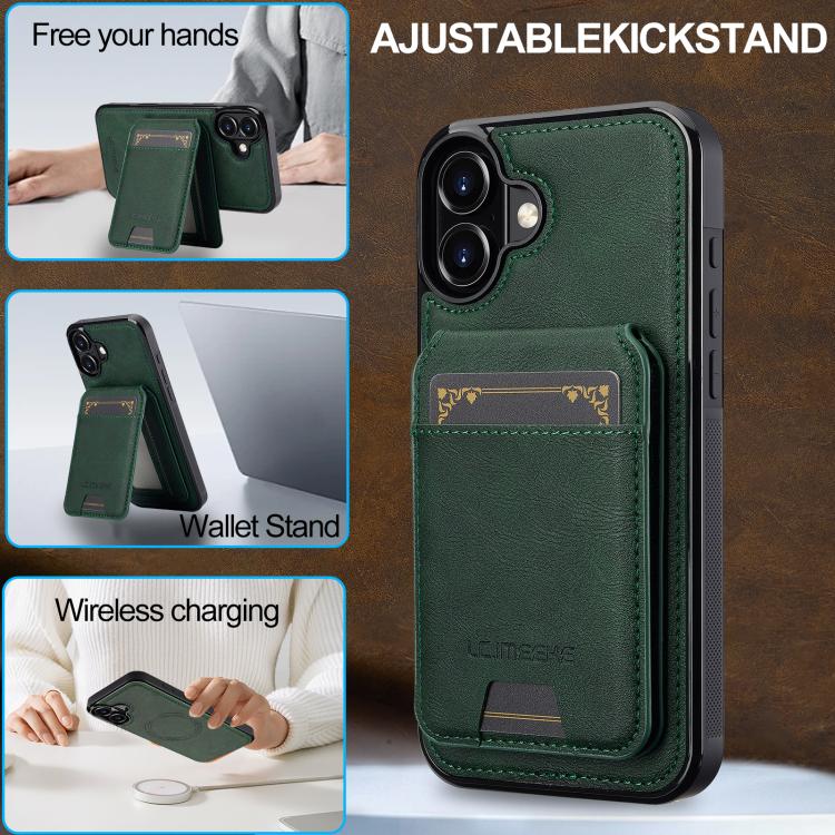 For iPhone 17 LC.IMEEKE L3 Series Detachable RFID Card Bag Magsafe Phone Case(Green) - iPhone 17 Cases by LC.IMEEKE | Online Shopping UK | buy2fix