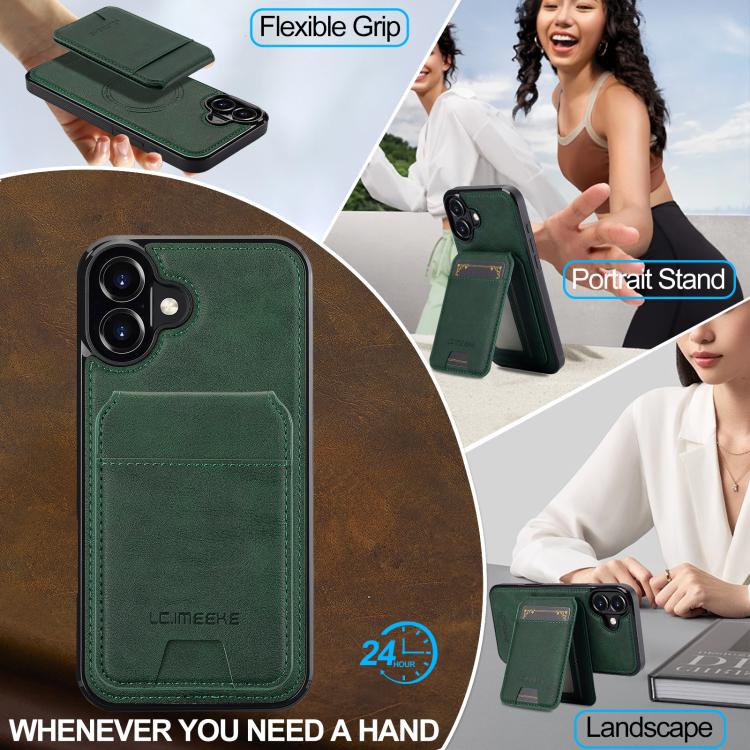 For iPhone 17 LC.IMEEKE L3 Series Detachable RFID Card Bag Magsafe Phone Case(Green) - iPhone 17 Cases by LC.IMEEKE | Online Shopping UK | buy2fix