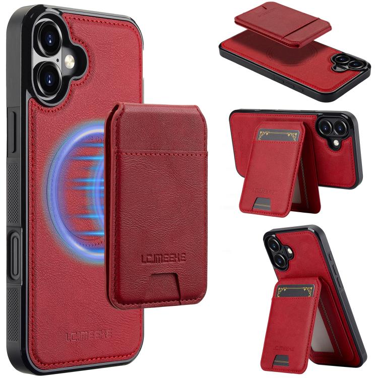 For iPhone 17 LC.IMEEKE L3 Series Detachable RFID Card Bag Magsafe Phone Case(Red) - iPhone 17 Cases by LC.IMEEKE | Online Shopping UK | buy2fix