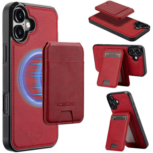 For iPhone 17 LC.IMEEKE L3 Series Detachable RFID Card Bag Magsafe Phone Case(Red) - iPhone 17 Cases by LC.IMEEKE | Online Shopping UK | buy2fix