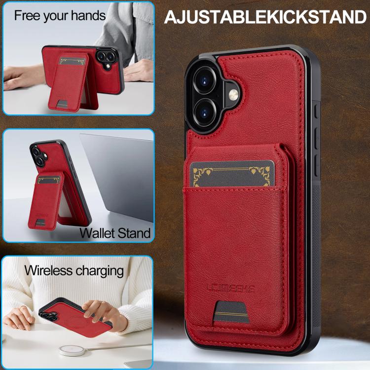 For iPhone 17 LC.IMEEKE L3 Series Detachable RFID Card Bag Magsafe Phone Case(Red) - iPhone 17 Cases by LC.IMEEKE | Online Shopping UK | buy2fix