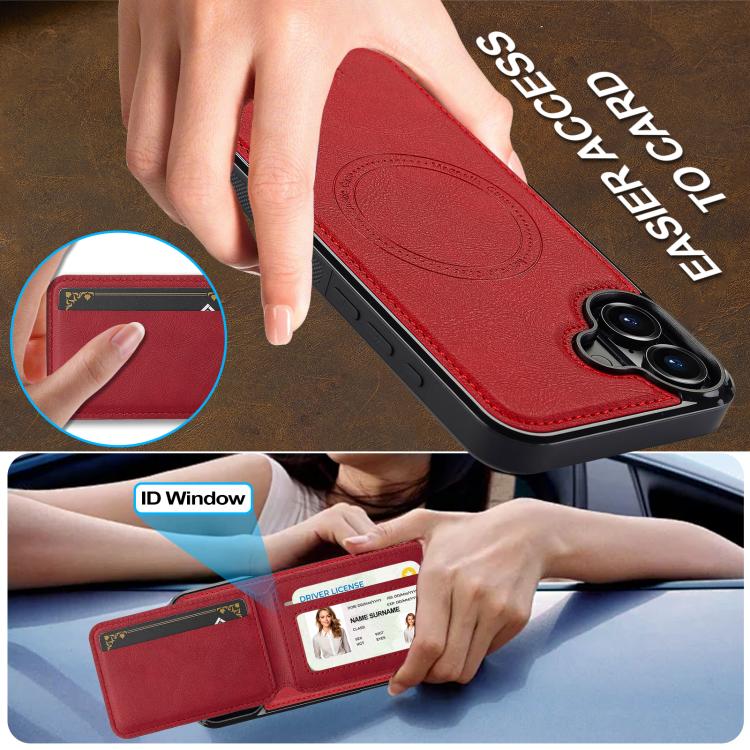 For iPhone 17 LC.IMEEKE L3 Series Detachable RFID Card Bag Magsafe Phone Case(Red) - iPhone 17 Cases by LC.IMEEKE | Online Shopping UK | buy2fix