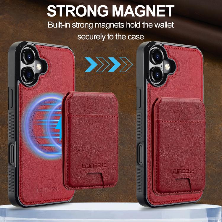 For iPhone 17 LC.IMEEKE L3 Series Detachable RFID Card Bag Magsafe Phone Case(Red) - iPhone 17 Cases by LC.IMEEKE | Online Shopping UK | buy2fix