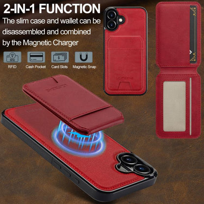 For iPhone 17 LC.IMEEKE L3 Series Detachable RFID Card Bag Magsafe Phone Case(Red) - iPhone 17 Cases by LC.IMEEKE | Online Shopping UK | buy2fix