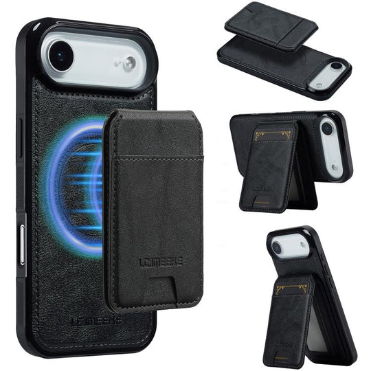 For iPhone Air LC.IMEEKE L3 Series Detachable RFID Card Bag Magsafe Phone Case(Black)