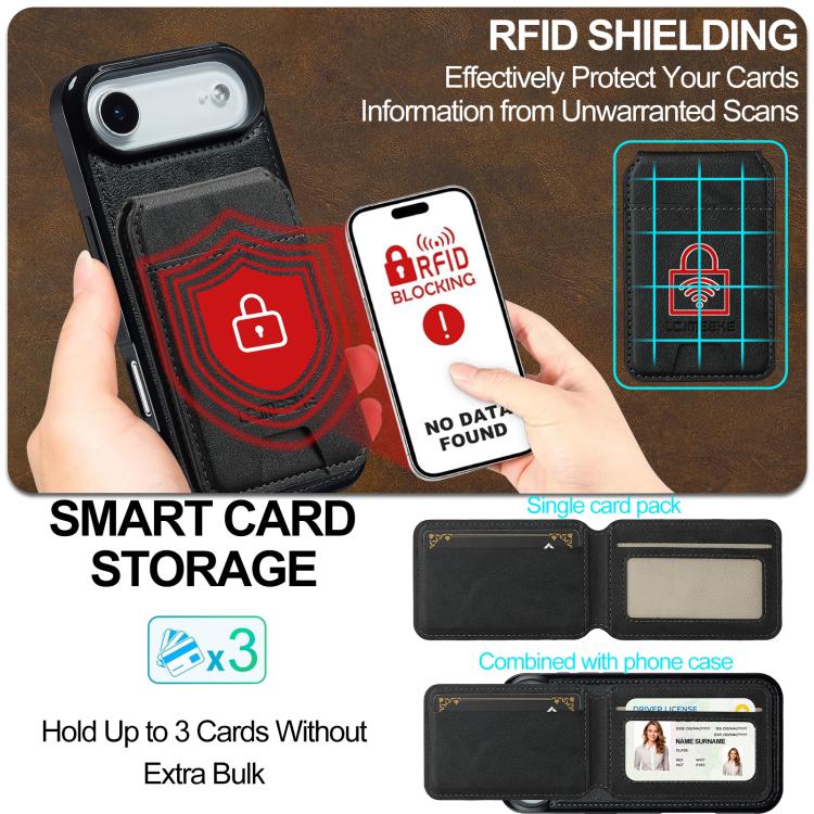For iPhone 17 Air LC.IMEEKE L3 Series Detachable RFID Card Bag Magsafe Phone Case(Black) - iPhone 17 Air Cases by LC.IMEEKE | Online Shopping UK | buy2fix