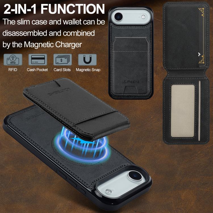 For iPhone 17 Air LC.IMEEKE L3 Series Detachable RFID Card Bag Magsafe Phone Case(Black) - iPhone 17 Air Cases by LC.IMEEKE | Online Shopping UK | buy2fix