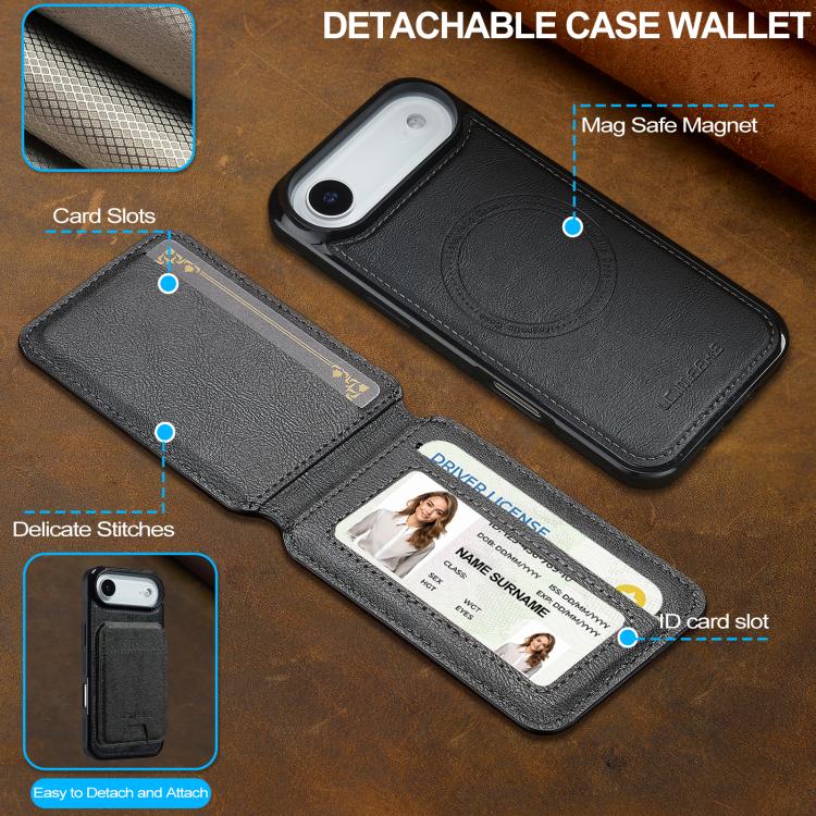 For iPhone 17 Air LC.IMEEKE L3 Series Detachable RFID Card Bag Magsafe Phone Case(Black) - iPhone 17 Air Cases by LC.IMEEKE | Online Shopping UK | buy2fix