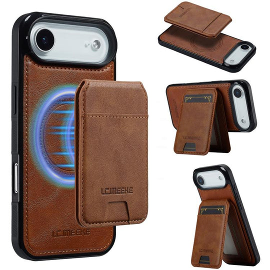 For iPhone Air LC.IMEEKE L3 Series Detachable RFID Card Bag Magsafe Phone Case(Brown)