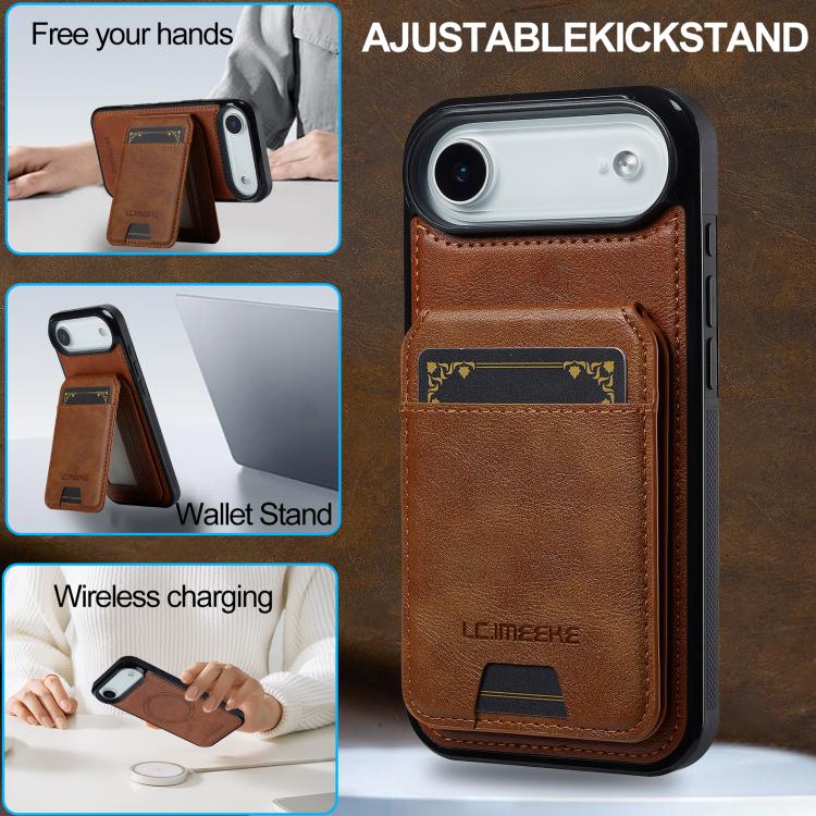 For iPhone 17 Air LC.IMEEKE L3 Series Detachable RFID Card Bag Magsafe Phone Case(Brown) - iPhone 17 Air Cases by LC.IMEEKE | Online Shopping UK | buy2fix