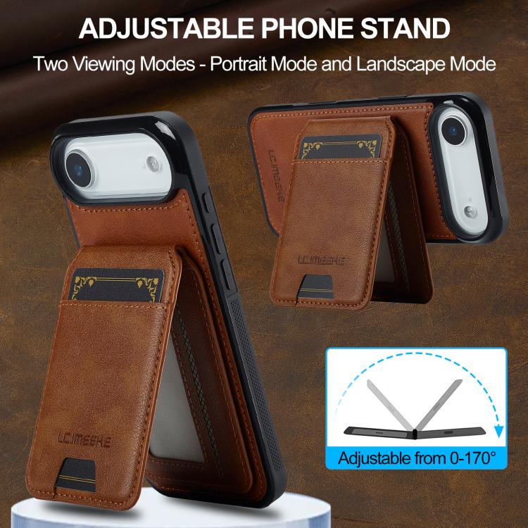 For iPhone 17 Air LC.IMEEKE L3 Series Detachable RFID Card Bag Magsafe Phone Case(Brown) - iPhone 17 Air Cases by LC.IMEEKE | Online Shopping UK | buy2fix