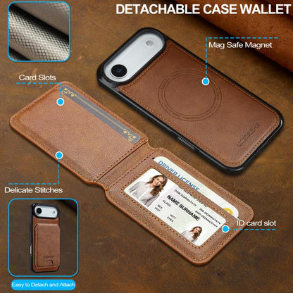 For iPhone 17 Air LC.IMEEKE L3 Series Detachable RFID Card Bag Magsafe Phone Case(Brown) - iPhone 17 Air Cases by LC.IMEEKE | Online Shopping UK | buy2fix