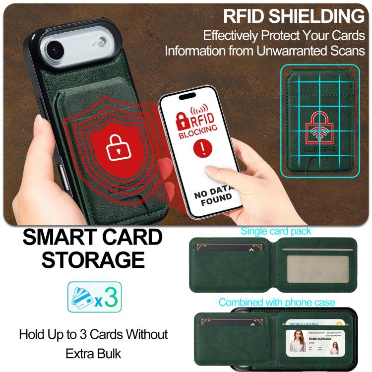 For iPhone 17 Air LC.IMEEKE L3 Series Detachable RFID Card Bag Magsafe Phone Case(Green) - iPhone 17 Air Cases by LC.IMEEKE | Online Shopping UK | buy2fix