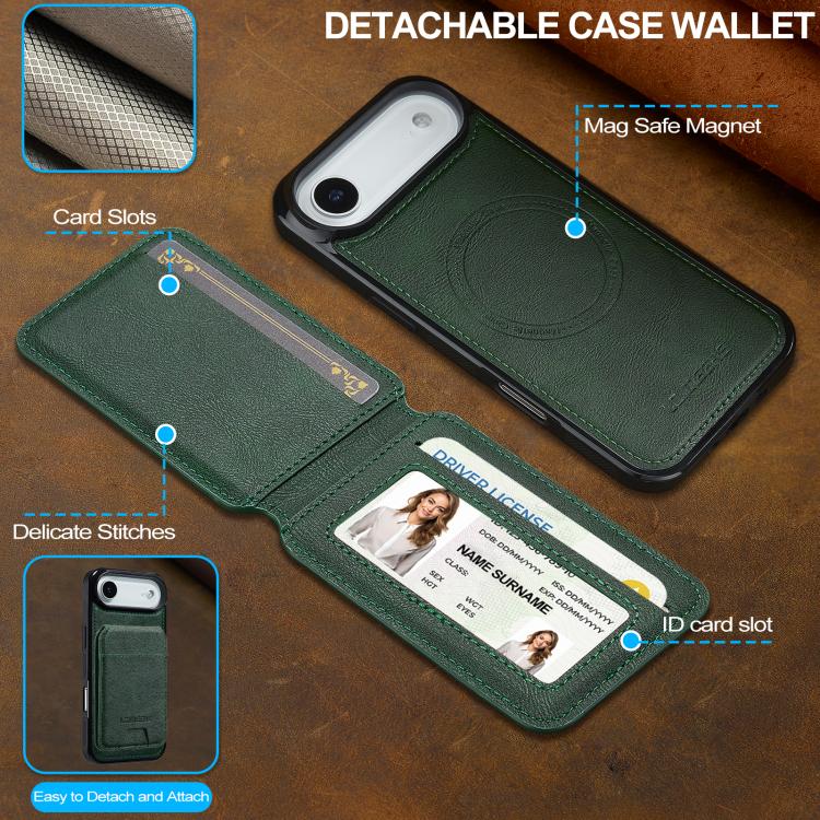 For iPhone 17 Air LC.IMEEKE L3 Series Detachable RFID Card Bag Magsafe Phone Case(Green) - iPhone 17 Air Cases by LC.IMEEKE | Online Shopping UK | buy2fix