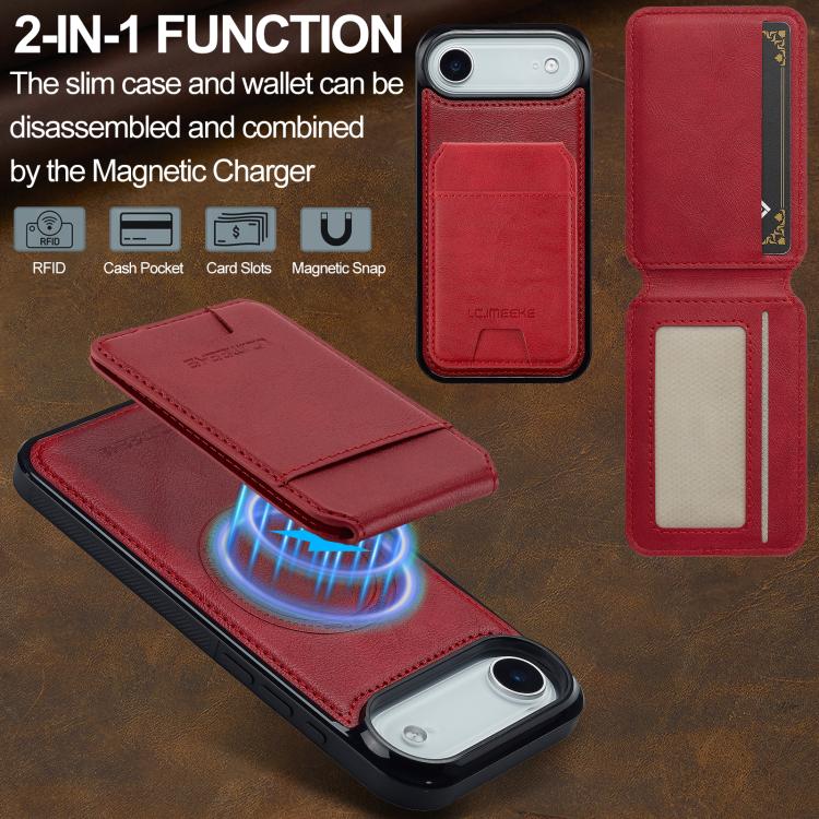 For iPhone 17 Air LC.IMEEKE L3 Series Detachable RFID Card Bag Magsafe Phone Case(Red) - iPhone 17 Air Cases by LC.IMEEKE | Online Shopping UK | buy2fix