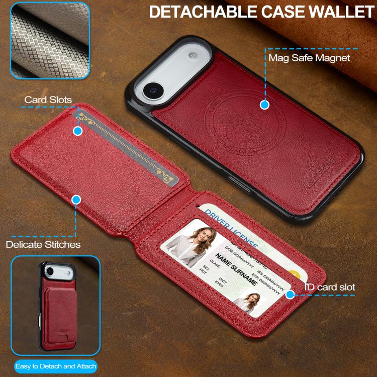 For iPhone 17 Air LC.IMEEKE L3 Series Detachable RFID Card Bag Magsafe Phone Case(Red) - iPhone 17 Air Cases by LC.IMEEKE | Online Shopping UK | buy2fix