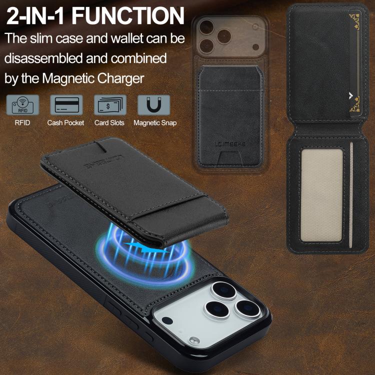 For iPhone 17 Pro LC.IMEEKE L3 Series Detachable RFID Card Bag Magsafe Phone Case(Black) - iPhone 17 Pro Cases by LC.IMEEKE | Online Shopping UK | buy2fix