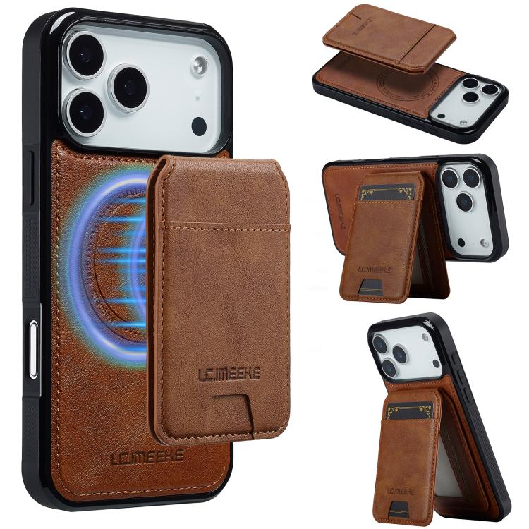 For iPhone 17 Pro LC.IMEEKE L3 Series Detachable RFID Card Bag Magsafe Phone Case(Brown) - iPhone 17 Pro Cases by LC.IMEEKE | Online Shopping UK | buy2fix