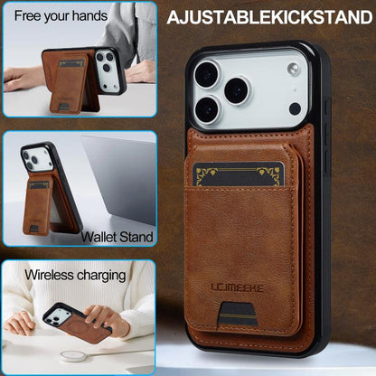 For iPhone 17 Pro LC.IMEEKE L3 Series Detachable RFID Card Bag Magsafe Phone Case(Brown) - iPhone 17 Pro Cases by LC.IMEEKE | Online Shopping UK | buy2fix